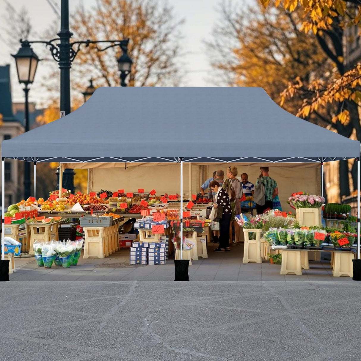 10 X 20 FT Pop up Canopy Tent Foldable Portable Outdoor Gazebo with Carry Bag-Gray by DirectDeals