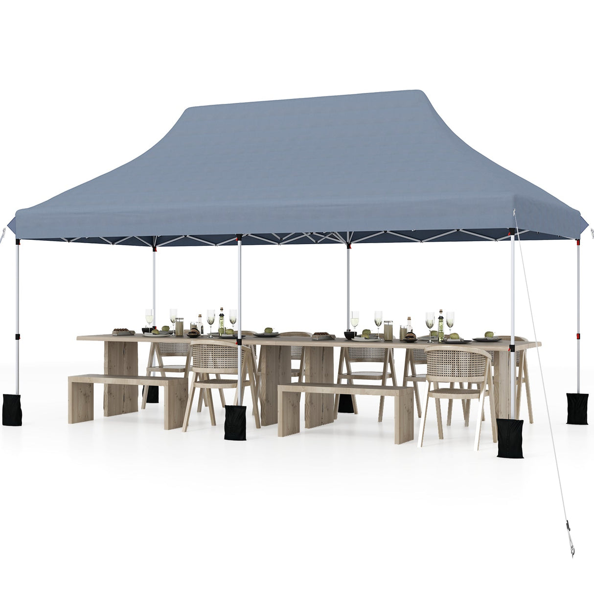 10 X 20 FT Pop up Canopy Tent Foldable Portable Outdoor Gazebo with Carry Bag-Gray by DirectDeals