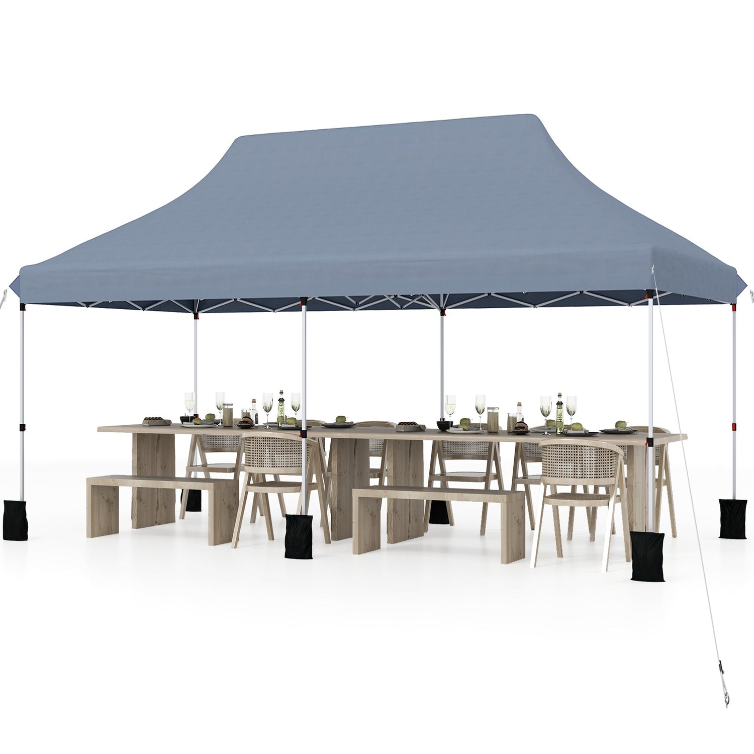 10 X 20 FT Pop up Canopy Tent Foldable Portable Outdoor Gazebo with Carry Bag-Gray by DirectDeals