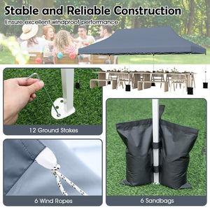 10 X 20 FT Pop up Canopy Tent Foldable Portable Outdoor Gazebo with Carry Bag-Gray by DirectDeals