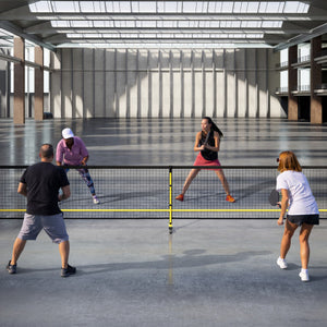 22 FT Portable Pickleball Net with 6 Lockable Wheels and Carry Bag