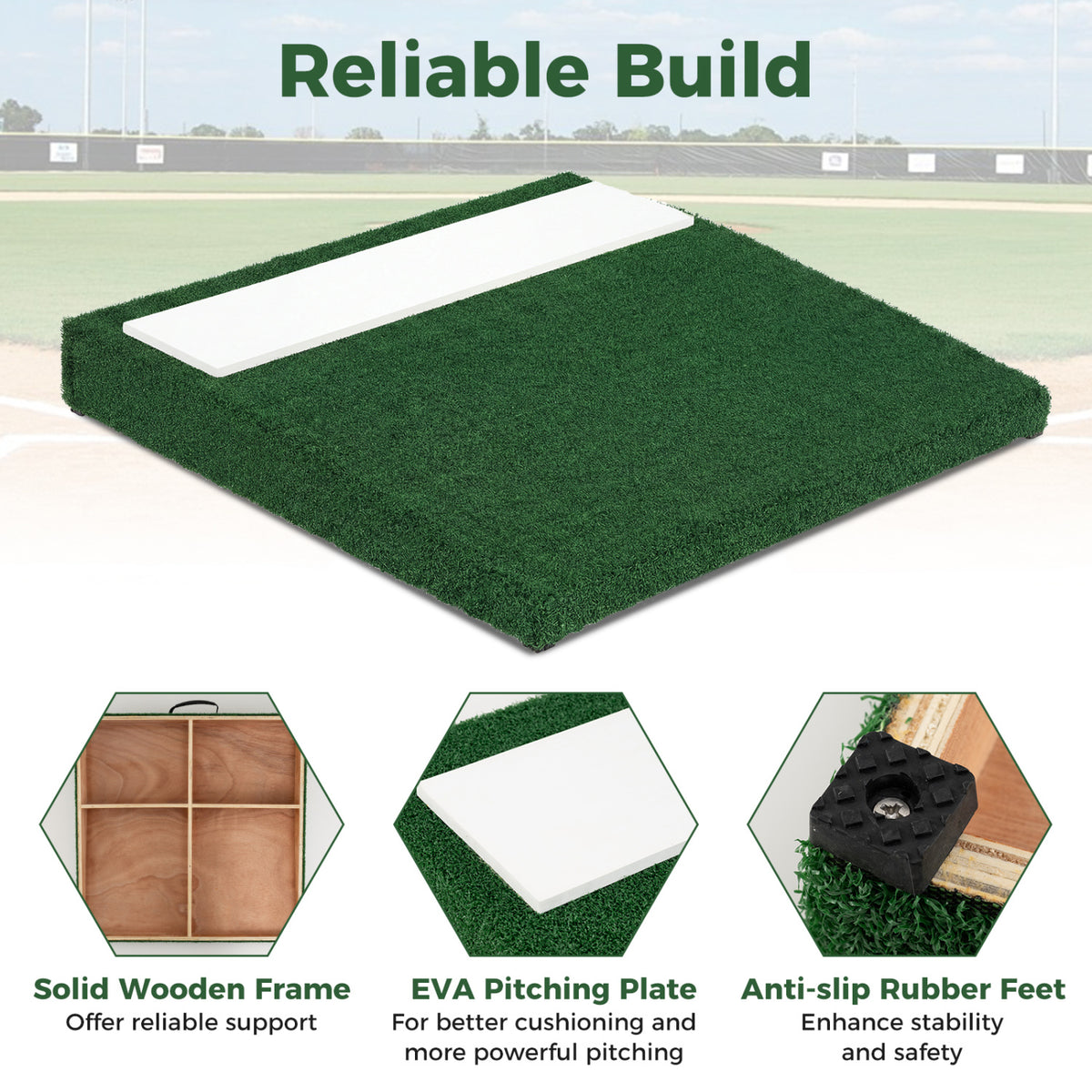 Portable Pitching Mound with Baseball Pitching EVA Carry Handle