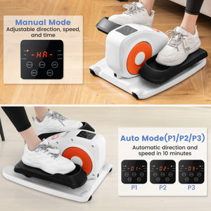 Under Desk Elliptical Machine with Display Monitor for Home Office-White
