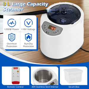 Portable Steam Sauna Box with 3L/1200W Fast-Heat Steamer and 15-Level Temperature-Blue