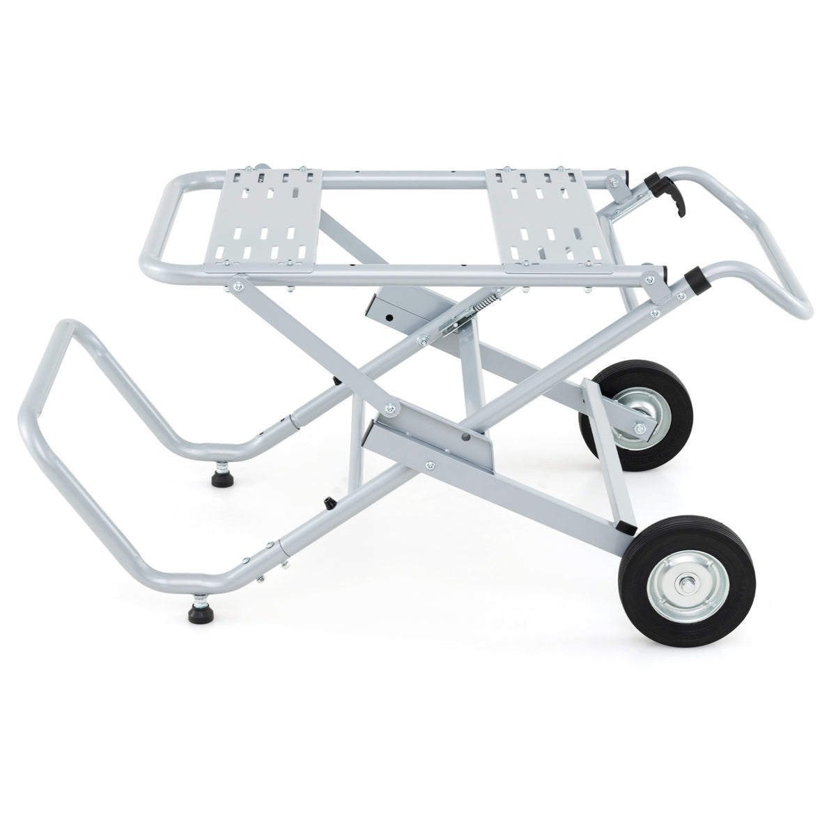 Portable Table Saw Stand Rolling Foldable Heavy Duty Metal Base with 8-Inch Rubber Wheels-Silver