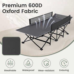 Portable Travel Toddler Cot Bed with Guardrail for Outdoor Indoor-Gray