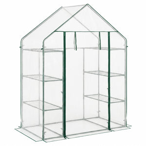 Portable Walk-in Greenhouse with 3 Tiers and 6 Shelves-White