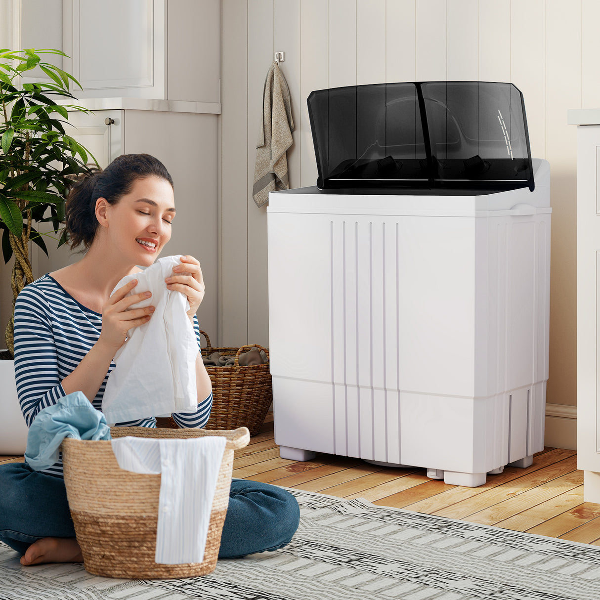 Portable Washing Machine with Built-in Drain Pump-Black