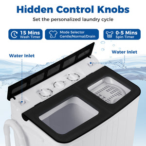 Portable Washing Machine 18 lbs Mini Laundry Machine with 11 LBS Washer-Black