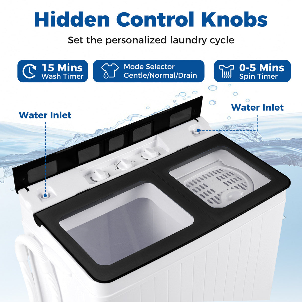 Portable Washing Machine with 18 LBS Washer and 8 LBS Spinner Combo-Black