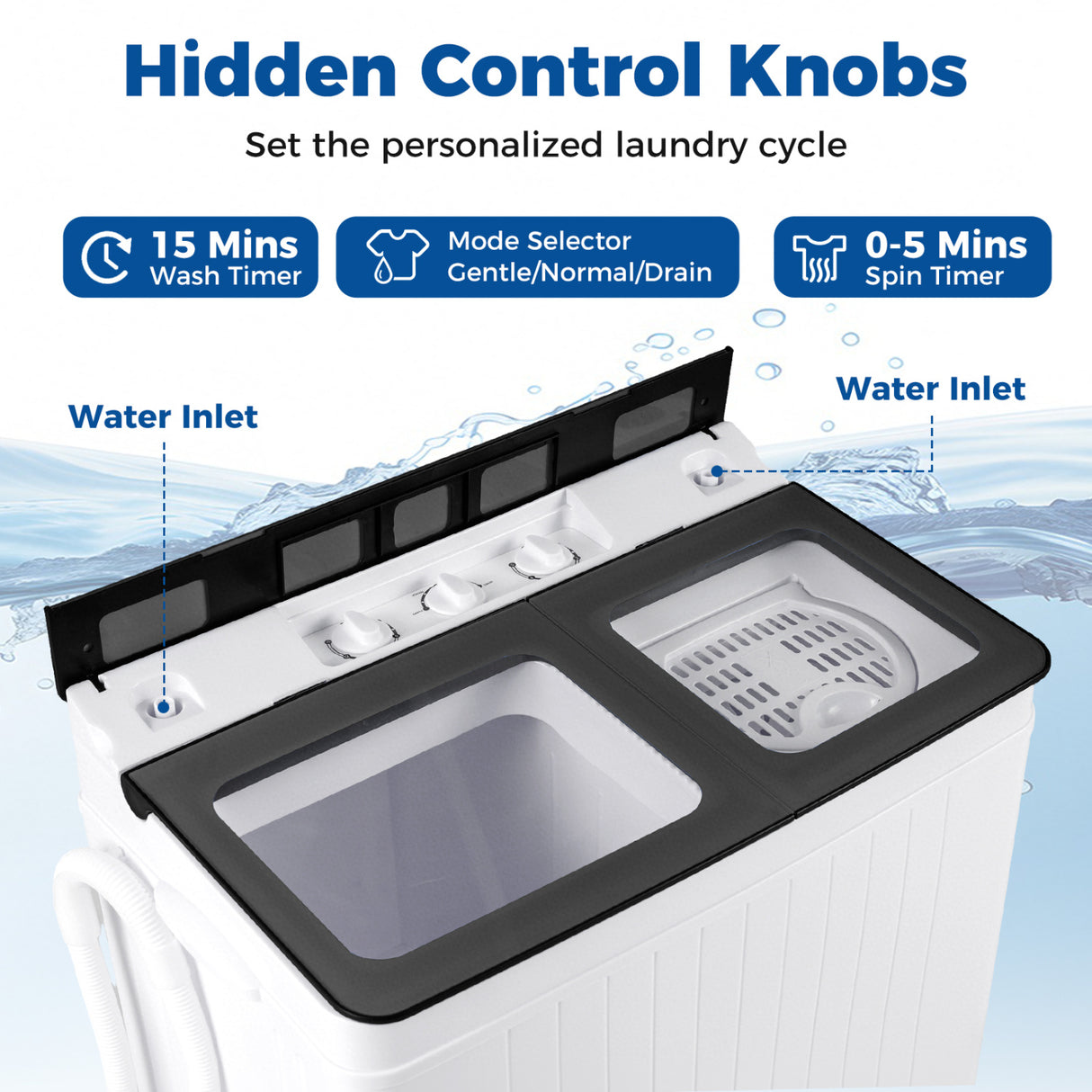 Portable Washing Machine with 18 LBS Washer and 8 LBS Spinner Combo-Gray