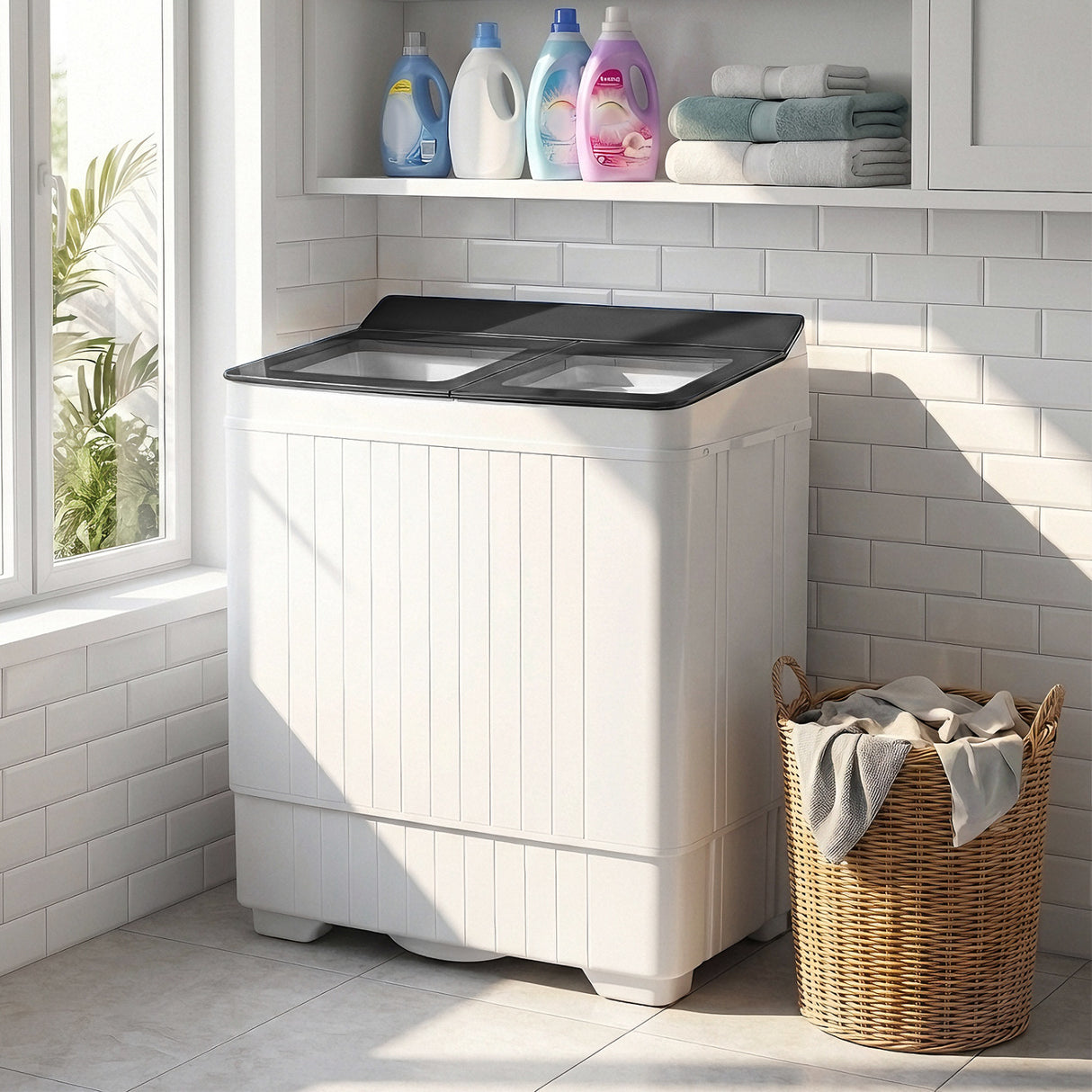 Portable Washing Machine with 18 LBS Washer and 8 LBS Spinner Combo-Gray