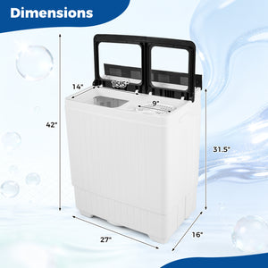Portable Washing Machine with 18 LBS Washer and 8 LBS Spinner Combo-Gray