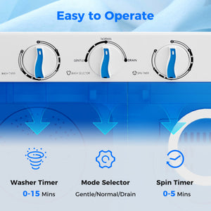 17.6 lbs Portable Washing Machine with Drain Pump-Blue