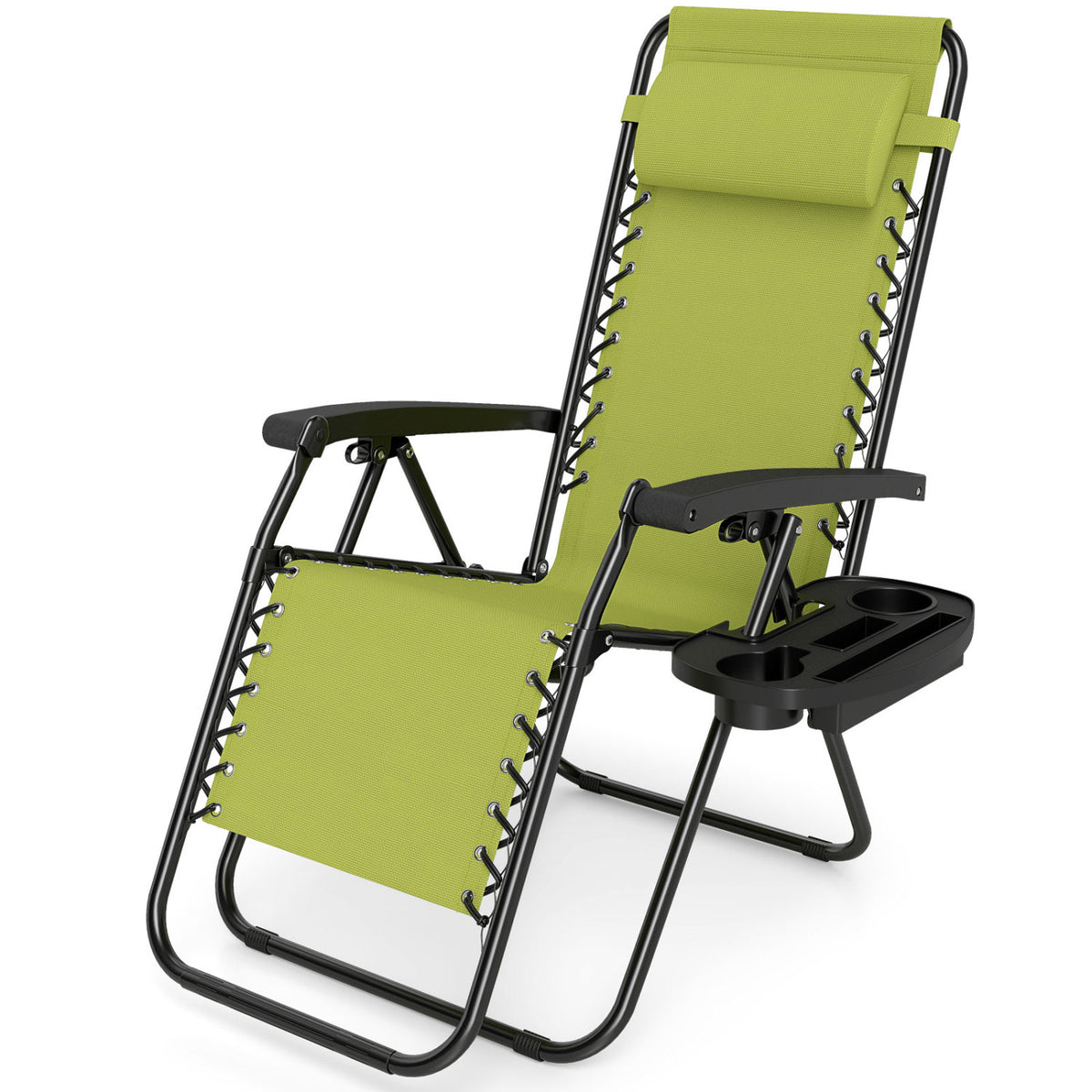 Portable Zero Gravity Chairs with Cup Holder Trays and Backrest-Green