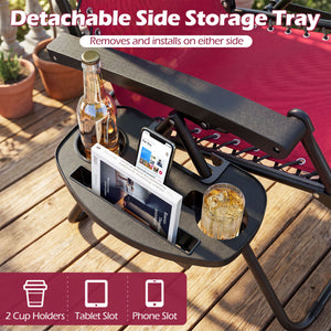 Portable Zero Gravity Chairs with Cup Holder Trays and Backrest Set of 2-Red