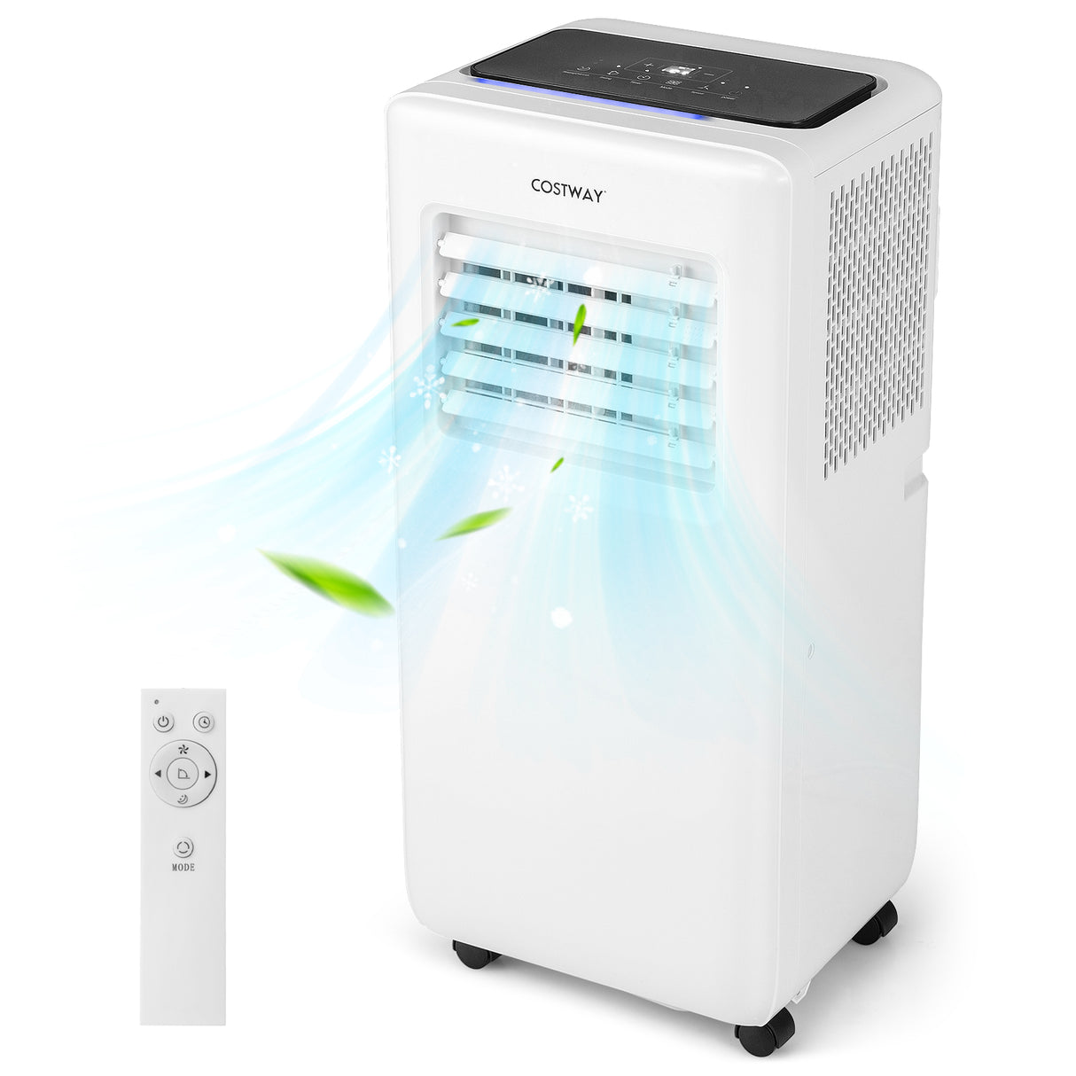 10000 BTU Portable Air Conditioner with Remote Control and LED Digital Display-White