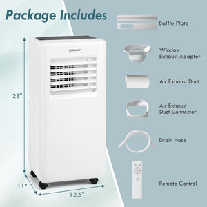 10000 BTU Portable Air Conditioner with Remote Control and LED Digital Display-White