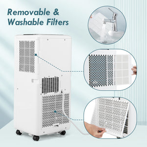 10000 BTU Portable Air Conditioner with Remote Control and LED Digital Display-White