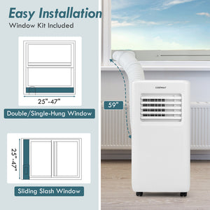 10000 BTU Portable Air Conditioner with Remote Control and LED Digital Display-White