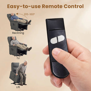 Power Lift Recliner Chair for Elderly with Remote Control and Side Storage Pocket-Gray