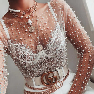 Mesh Patchwork Crop: Elegant Glam