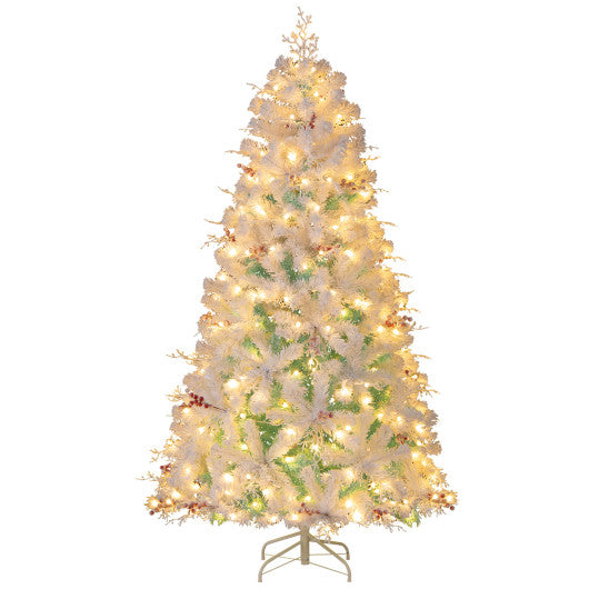 Pre-Lit Artificial Christmas Tree with Snow Flocked Branch Tips-S