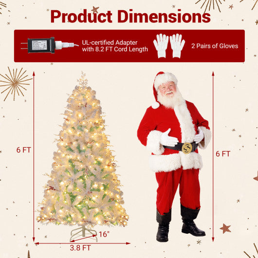 Pre-Lit Artificial Christmas Tree with Snow Flocked Branch Tips-S