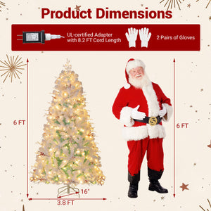 Pre-Lit Artificial Christmas Tree with Snow Flocked Branch Tips-S