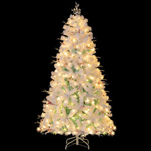 Pre-Lit Artificial Christmas Tree with Snow Flocked Branch Tips-S