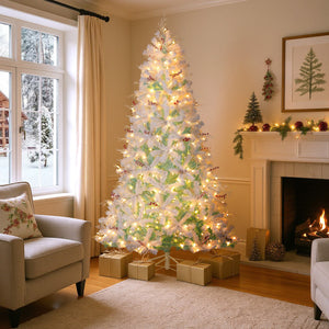 Pre-Lit Artificial Christmas Tree with Snow Flocked Branch Tips-M