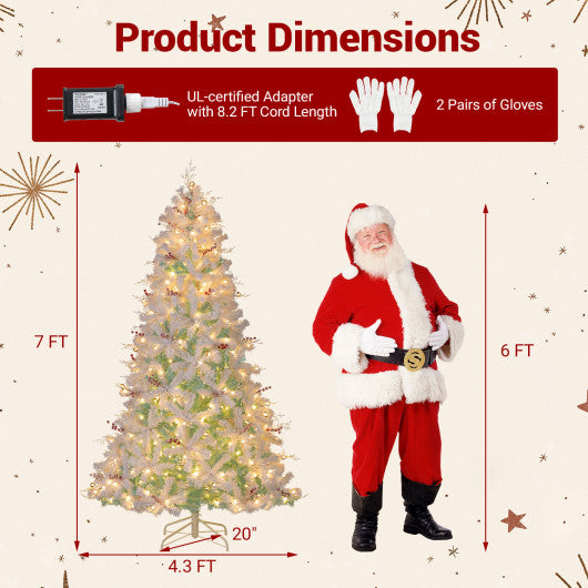 Pre-Lit Artificial Christmas Tree with Snow Flocked Branch Tips-M