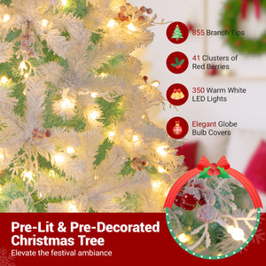 Pre-Lit Artificial Christmas Tree with Snow Flocked Branch Tips-M