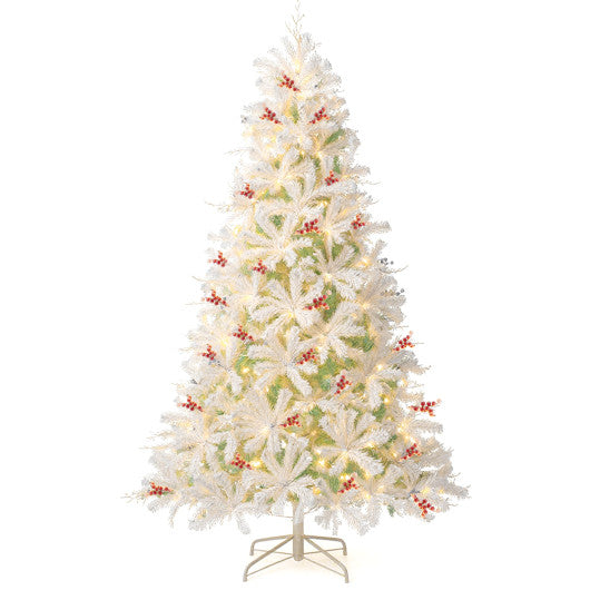 Pre-Lit Artificial Christmas Tree with Snow Flocked Branch Tips-M