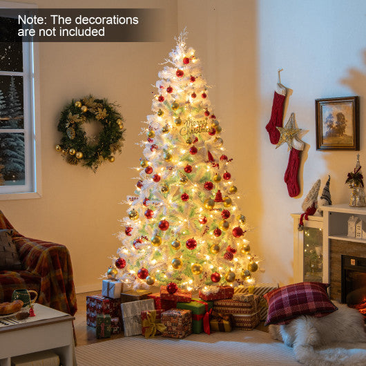 Pre-Lit Artificial Christmas Tree with Snow Flocked Branch Tips-M