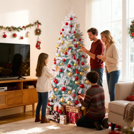 Pre-Lit Artificial Christmas Tree with Snow Flocked Branch Tips-M