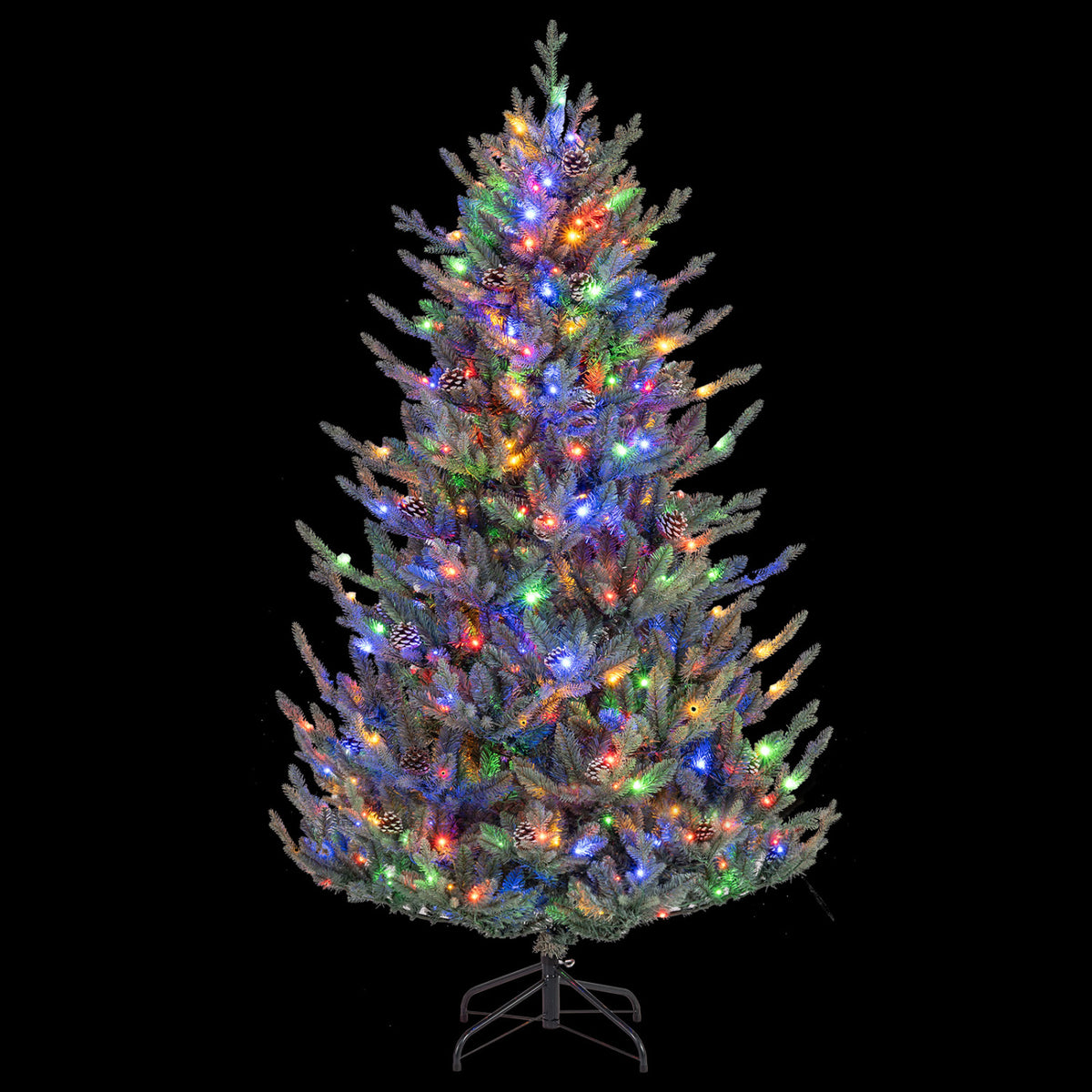 Pre-Lit Artificial Christmas Tree with Multicolored LED Lights-S