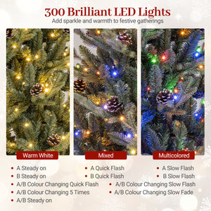 Pre-Lit Artificial Christmas Tree with Multicolored LED Lights-S