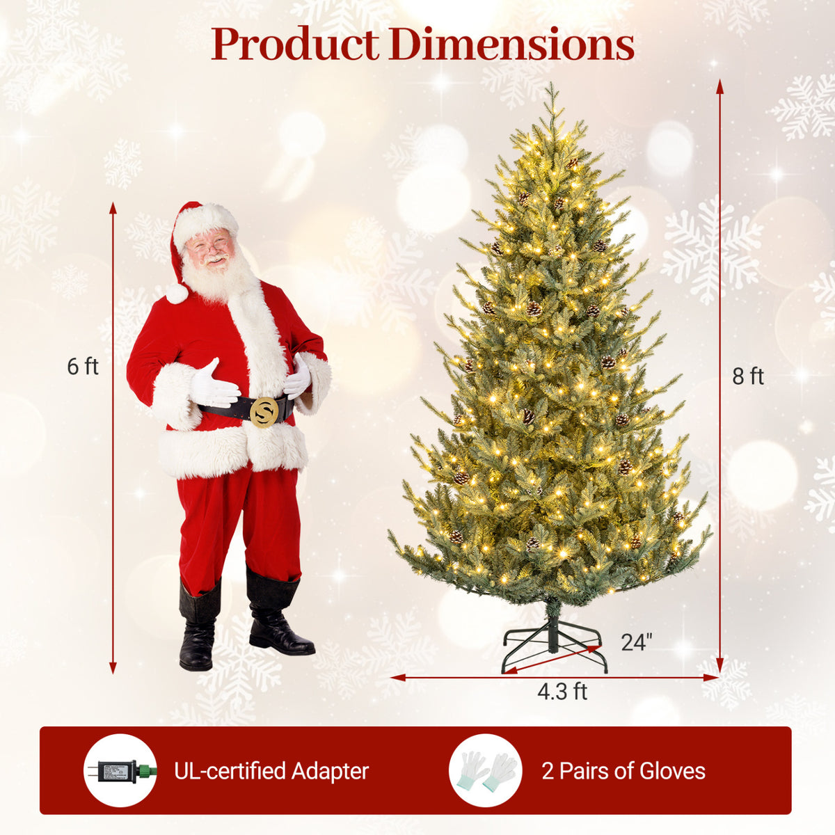 Pre-Lit Artificial Christmas Tree with Multicolored LED Lights-L
