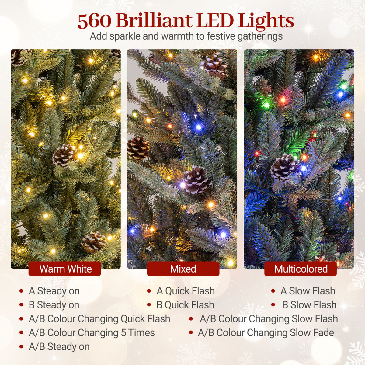 Pre-Lit Artificial Christmas Tree with Multicolored LED Lights-L