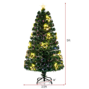 Pre-Lit Artificial Xmas Tree with Top Star and Branch Tips-5 FT
