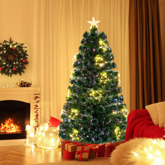 Pre-Lit Artificial Xmas Tree with Top Star and Branch Tips-5 FT