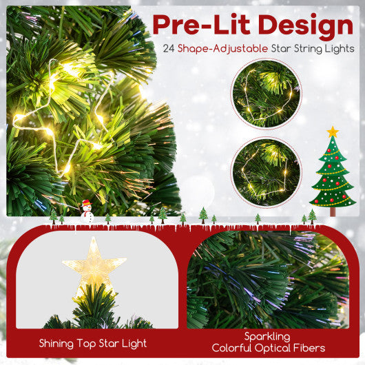 Pre-Lit Artificial Xmas Tree with Top Star and Branch Tips-5 FT