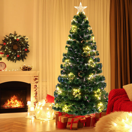 Pre-Lit Artificial Xmas Tree with Top Star and Branch Tips-6 FT