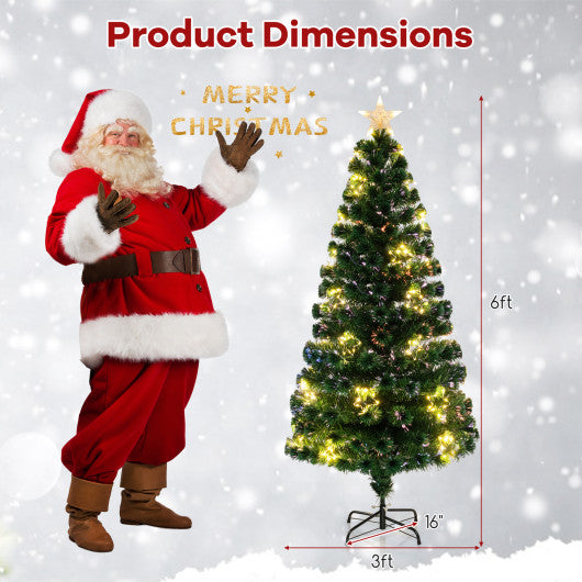 Pre-Lit Artificial Xmas Tree with Top Star and Branch Tips-6 FT