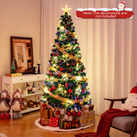 Pre-Lit Artificial Xmas Tree with Top Star and Branch Tips-7 FT