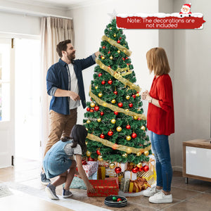 Pre-Lit Artificial Xmas Tree with Top Star and Branch Tips-7 FT