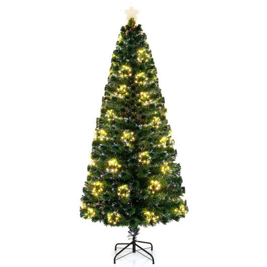 Pre-Lit Artificial Xmas Tree with Top Star and Branch Tips-7 FT