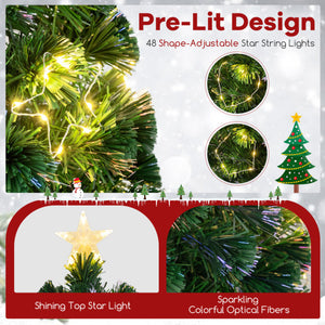 Pre-Lit Artificial Xmas Tree with Top Star and Branch Tips-7 FT