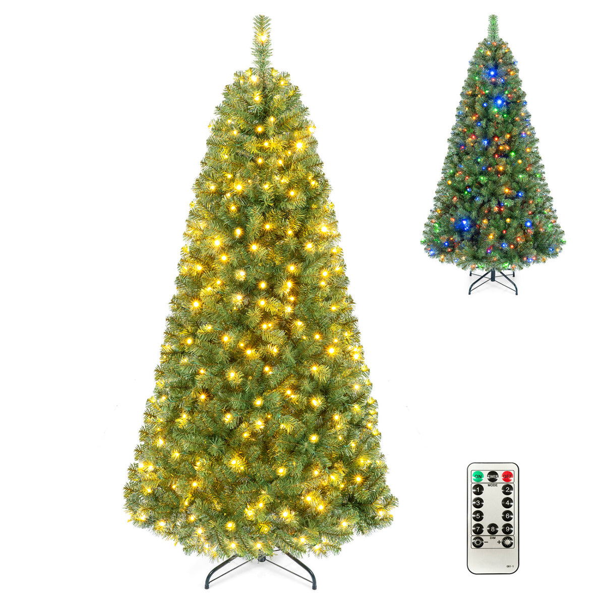 Pre-Lit Green Artificial Christmas Tree with Full Branch Tips-6 Feet